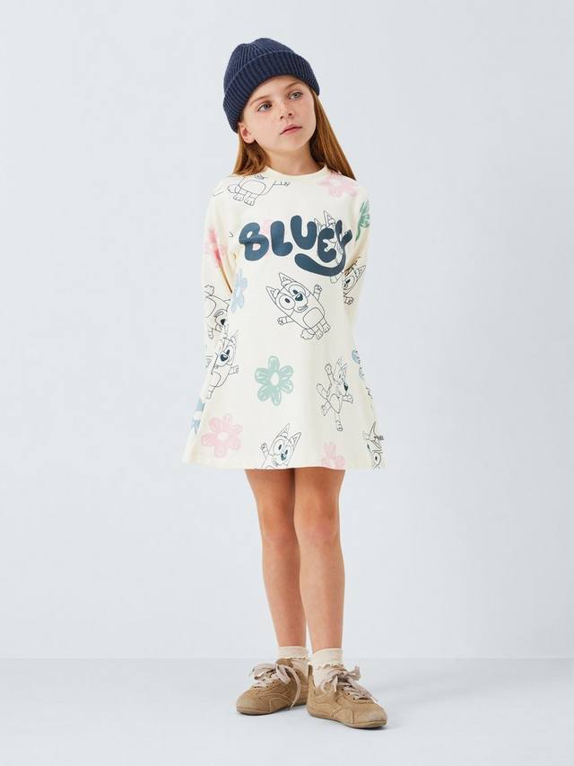 Детское платье с длинными рукавами из хлопковой смеси Brand Threads Bluey, Gardenia — фото 2