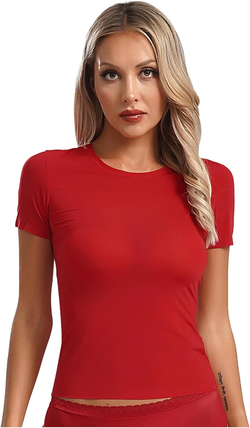 

TiaoBug женская футболка с круглым вырезом, короткий рукав, облегающая, для йоги и спорта