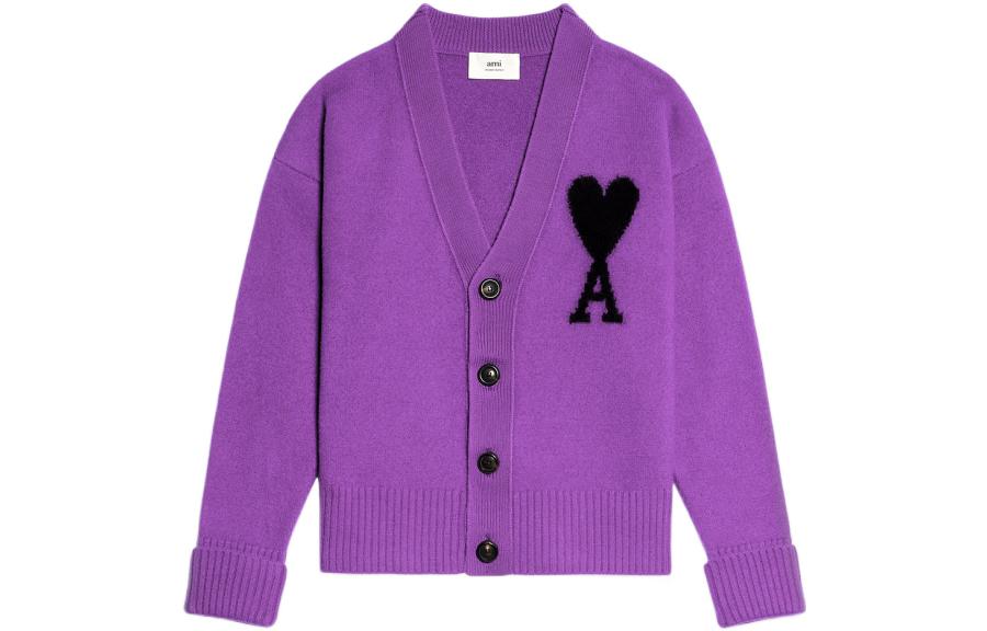

Ami Paris Шерстяной кардиган Ami De Coeur AMIPARIS, фиолетовый