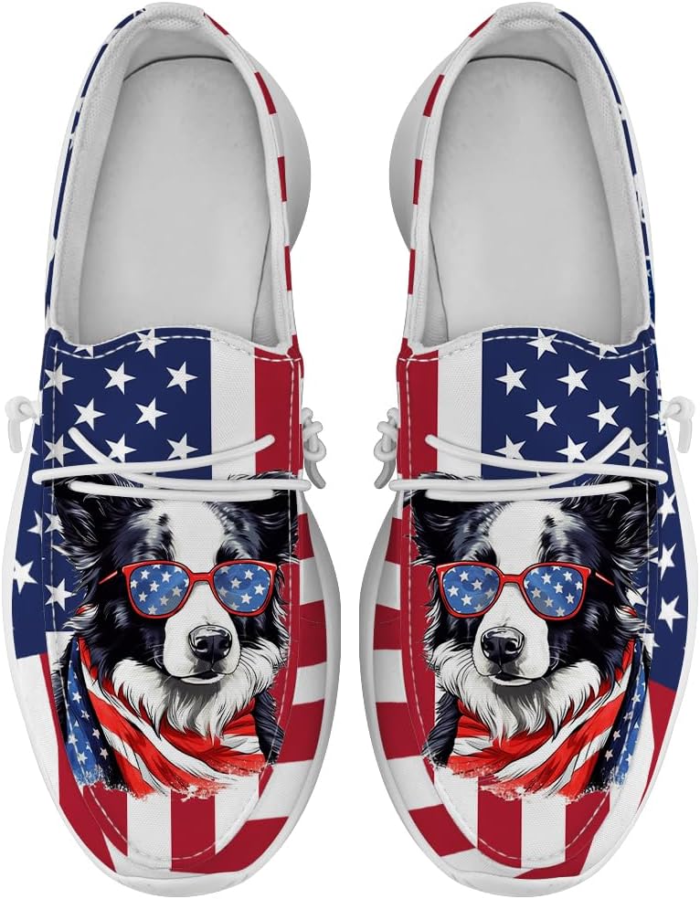 

Мокасины Quorax для женщин и мужчин красно-бело-синие слипоны кроссовки Подарки для мужчин и женщин