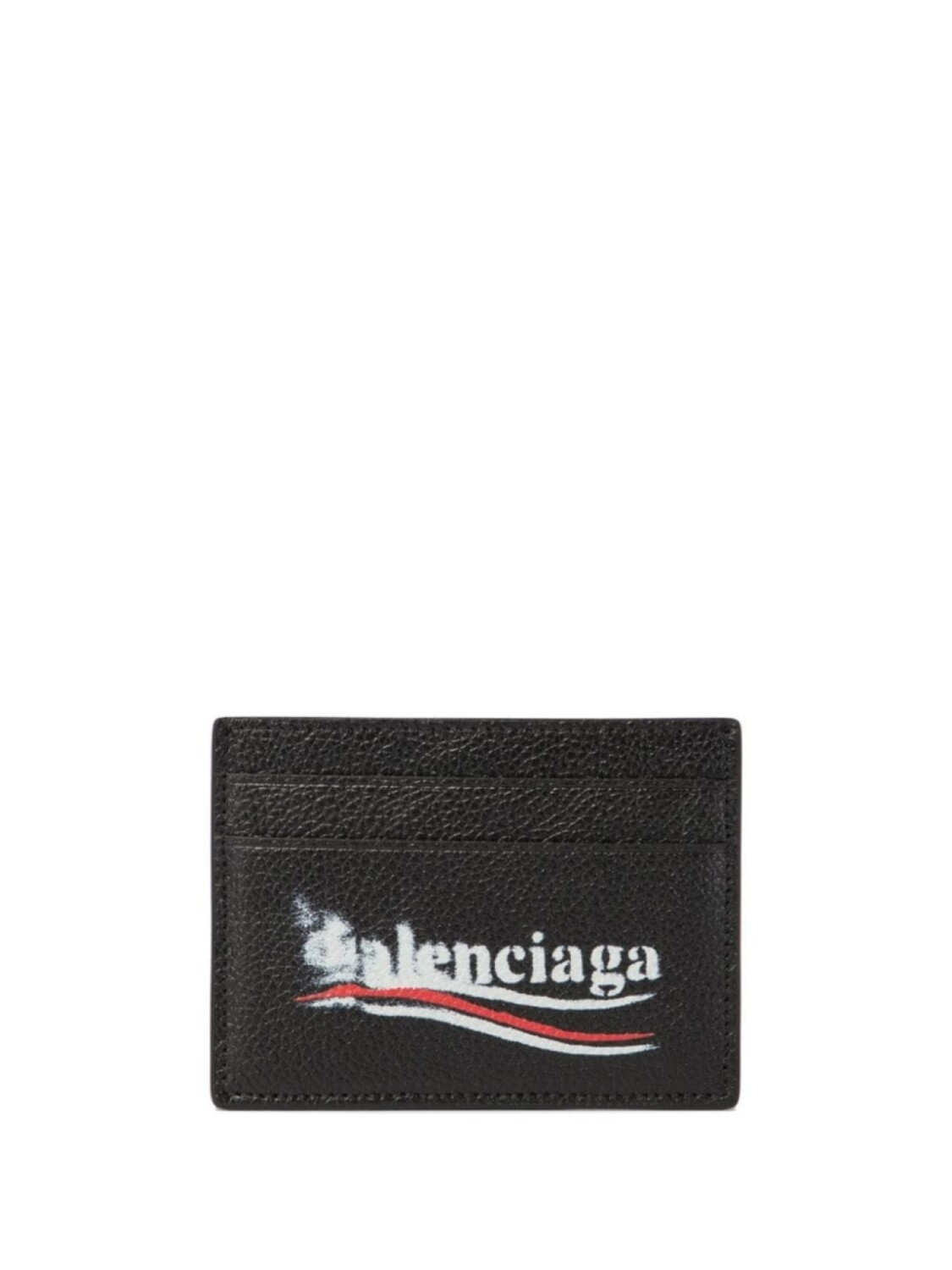 

Balenciaga кожаный держатель карт с размазанным логотипом, черный