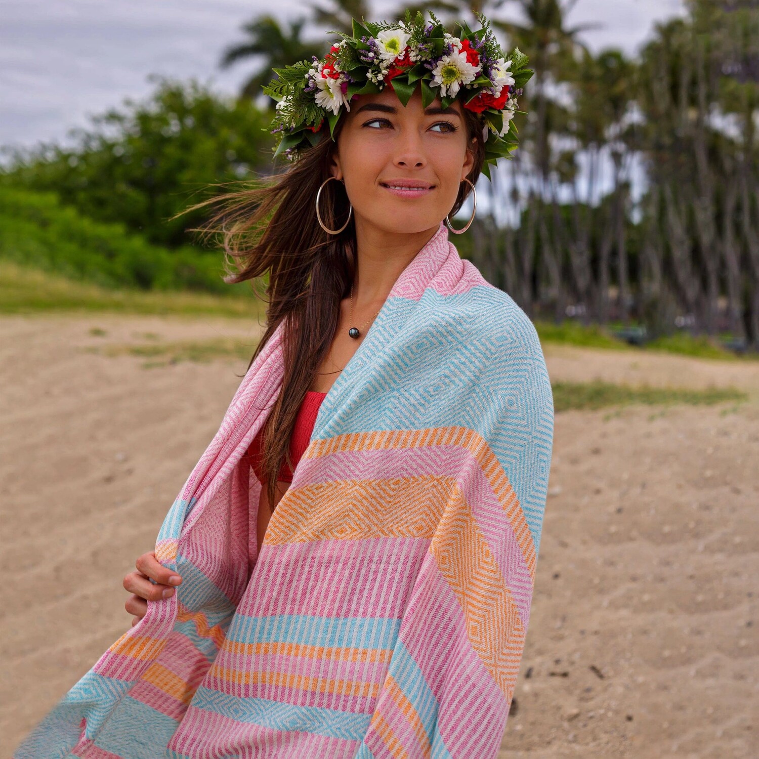 

Пляжное полотенце Fouta из чистого хлопка - Strata Begonville, цвет Rosa