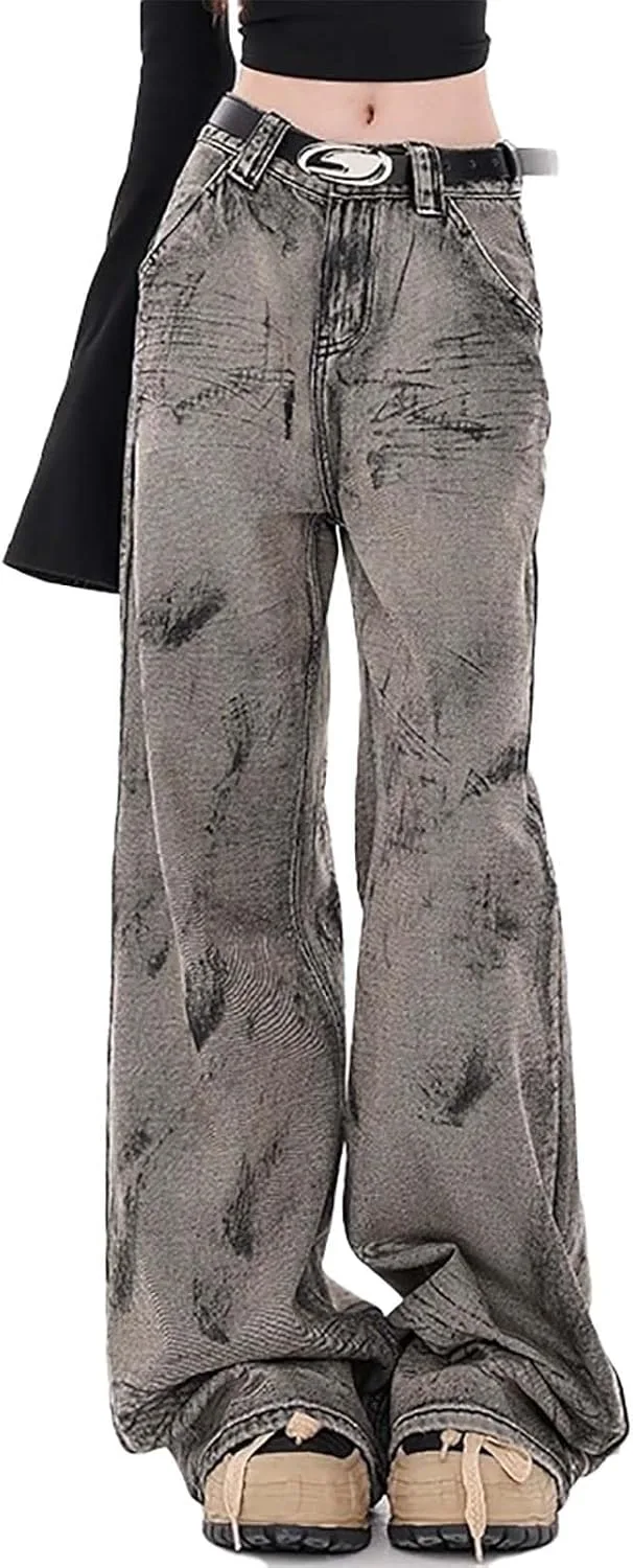 

Брюки-багги для женщин Y2K с принтом тай-дай, low-rise, широкие LUUTWAL