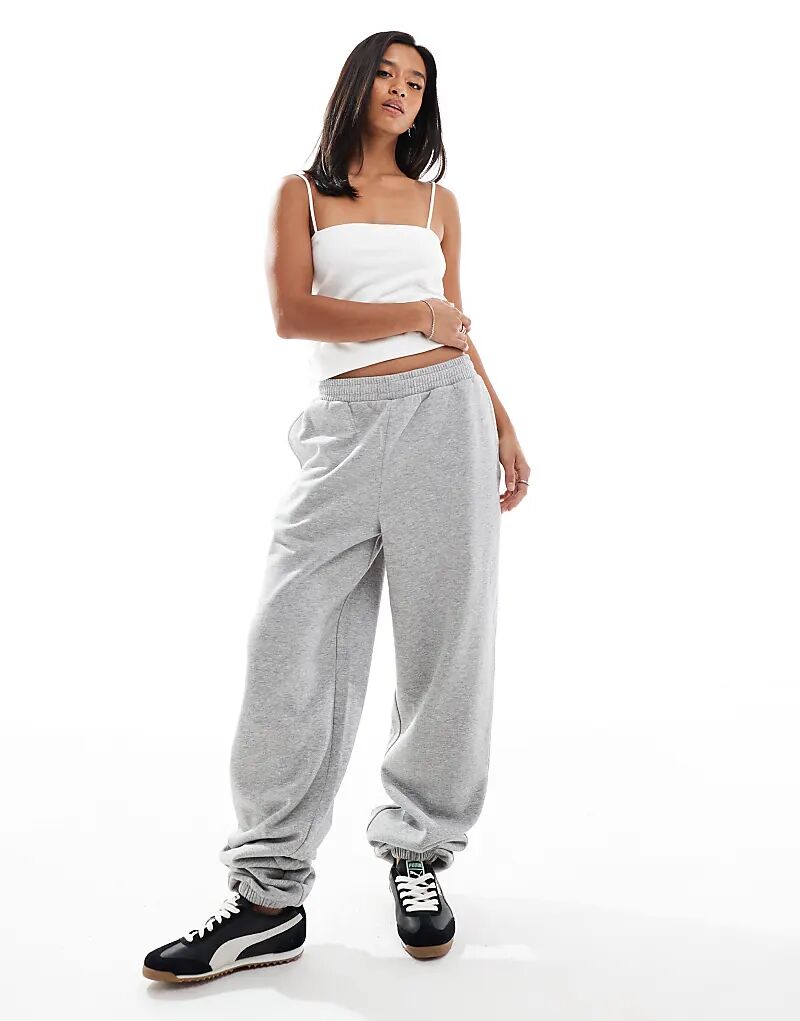 

Спортивные брюки ASOS DESIGN Petite Ultimate с манжетами и начесом сзади серого меланжевого цвета