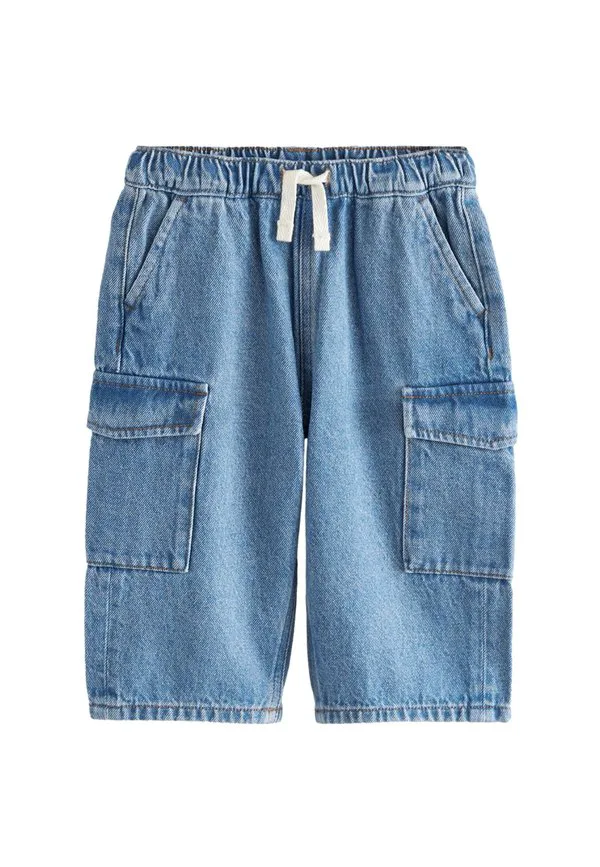 Джинсовые шорты прямого кроя с широкими штанинами Next, Mid Blue Denim — фото 4
