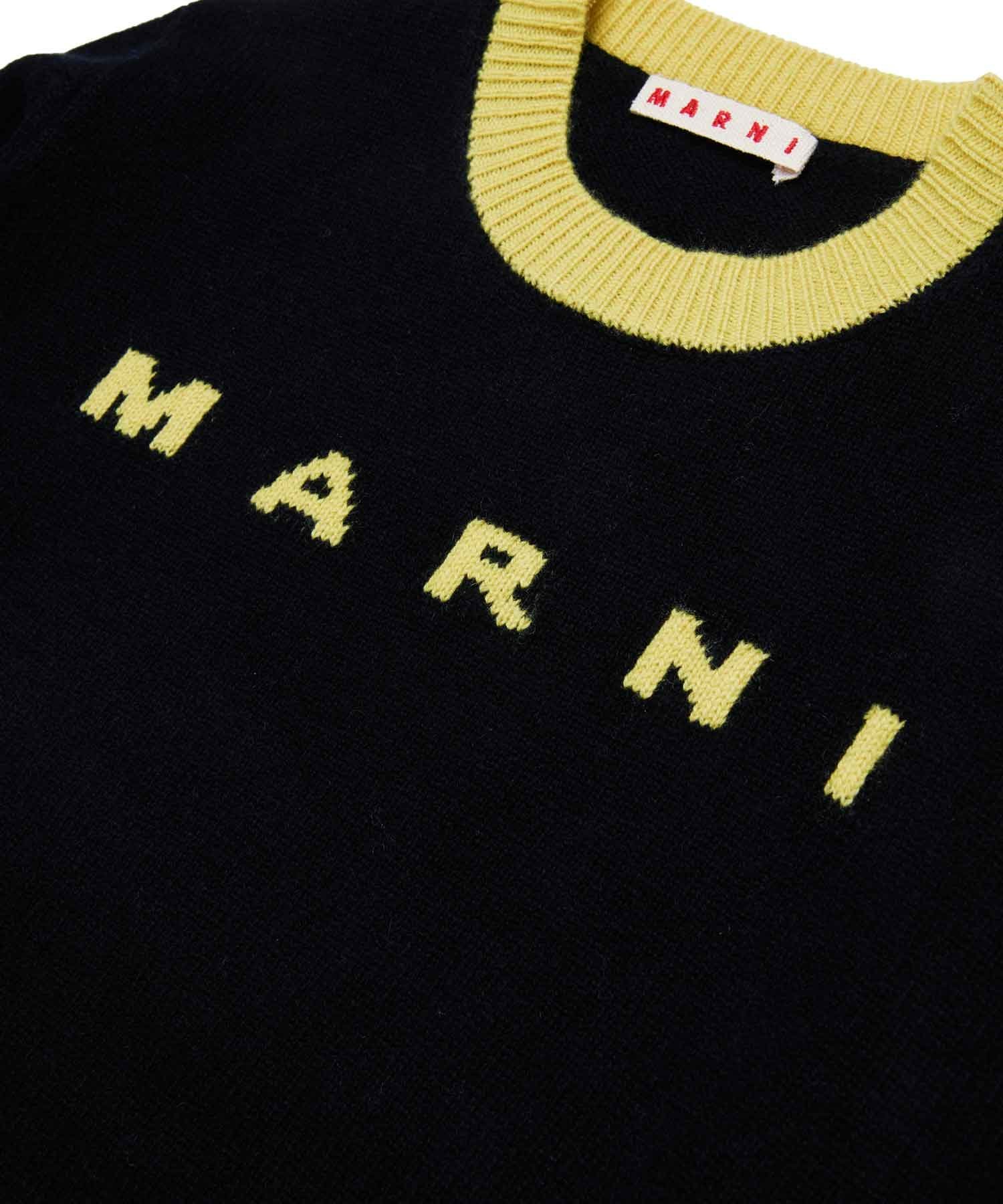 Вязаный свитер с логотипом бренда MARNI для детей и подростков, Black — фото 4