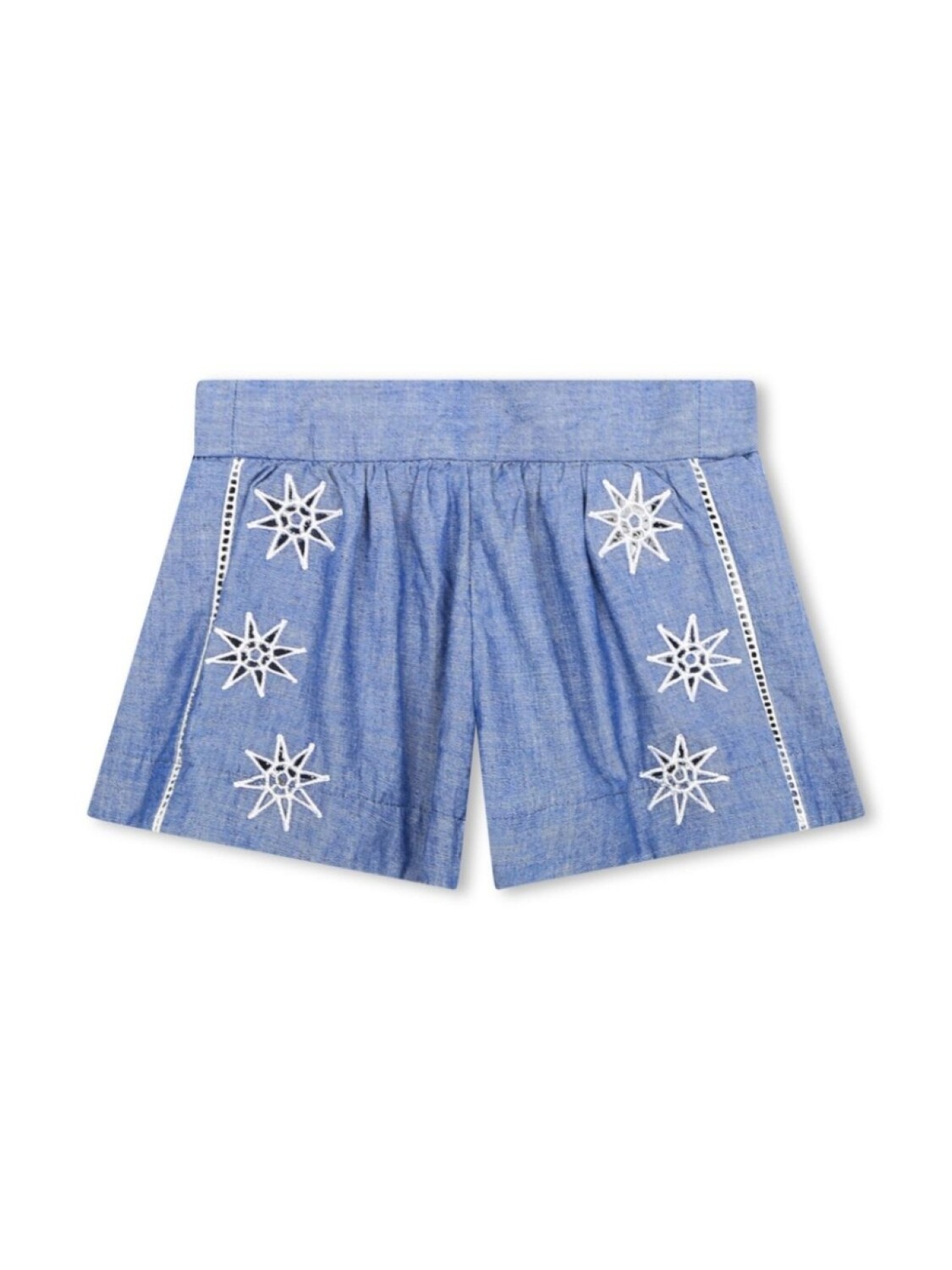 

Chloé Kids шорты из ткани шамбре с вышивкой, синий