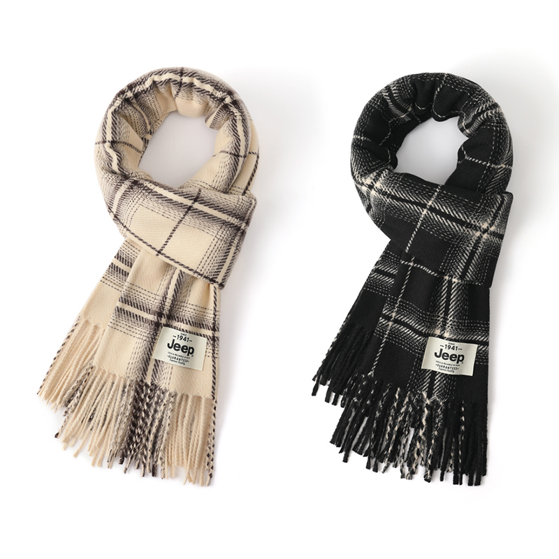 

Jeep Искусственный кашемировый вязаный шарф унисекс, 2 Pack (Beige+Black)