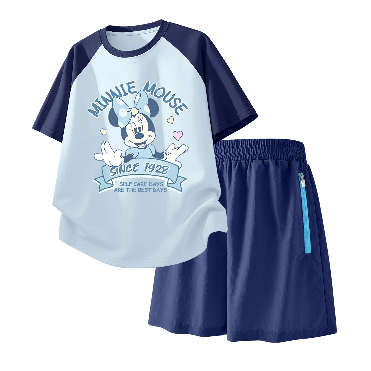 Детский спортивный костюм Casual Sportswear 2 Piece Set Disney, Di Dan Yan Hua Qing Blue+Solid Color Mint Green — фото 4