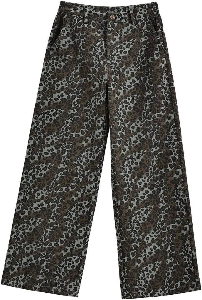 

Багги карго штаны Women Y2K Cheetah Print Hesaco