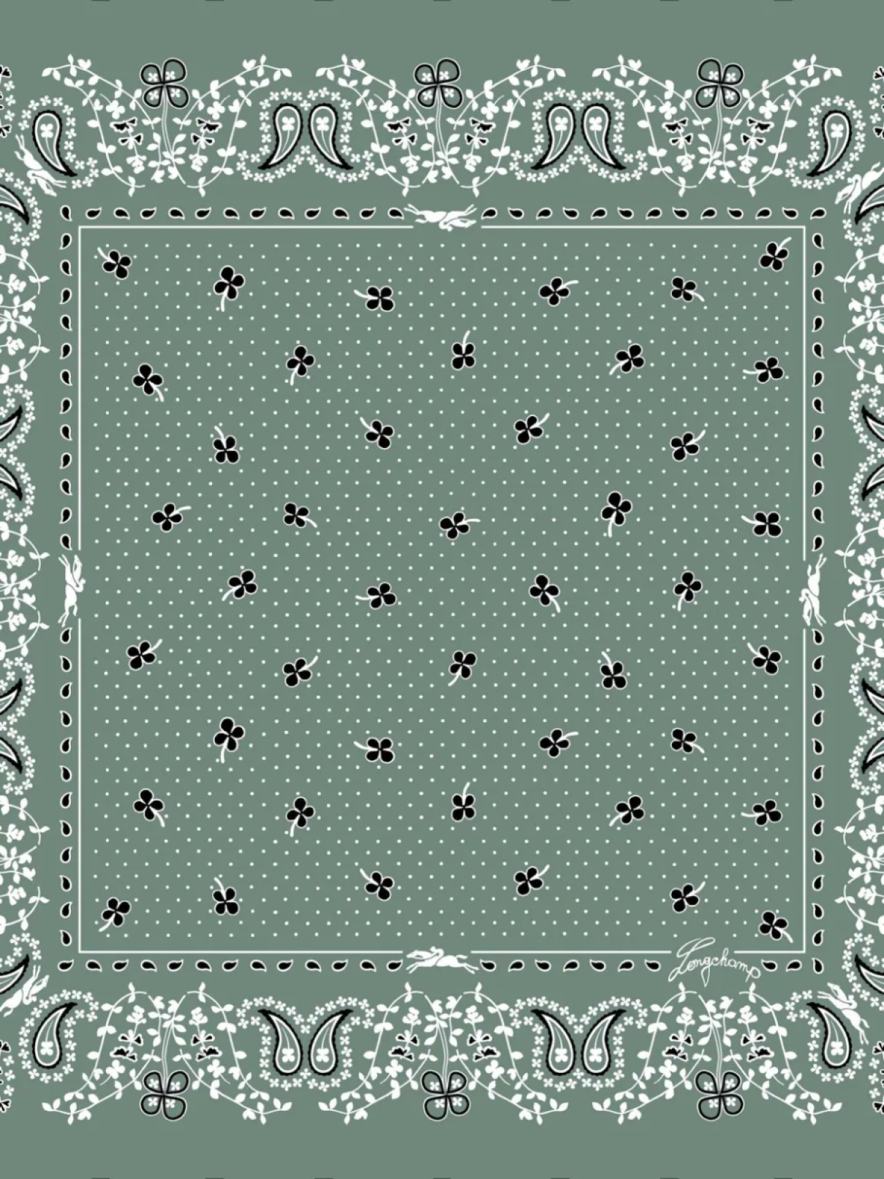

Шелковый шарф Longchamp French Bandana, зеленый