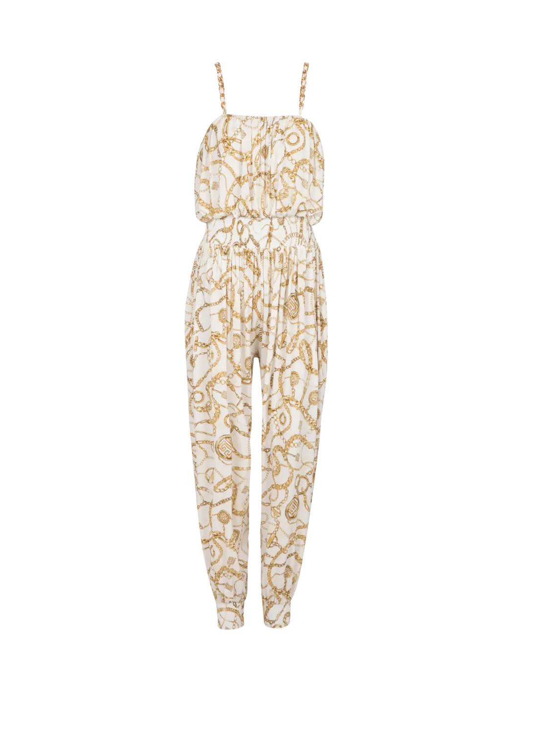 

Легкий комбинезон с принтом и узором Balmain Chains, золото