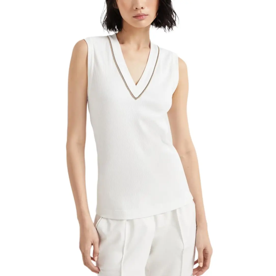 

Ребристый вязаный жилет Brunello Cucinelli, белый