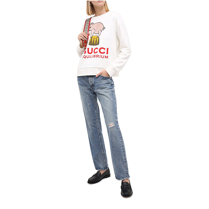 Толстовка женская Gucci с рисунком, белый / красный — фото 2