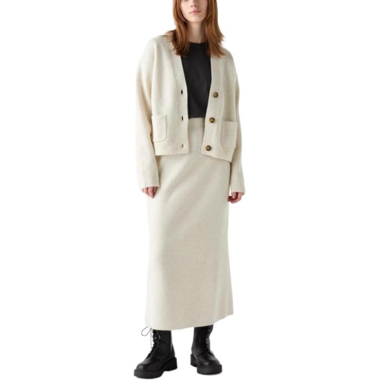 

Юбка длинная вязаная женская слоновая кость UNIQLO