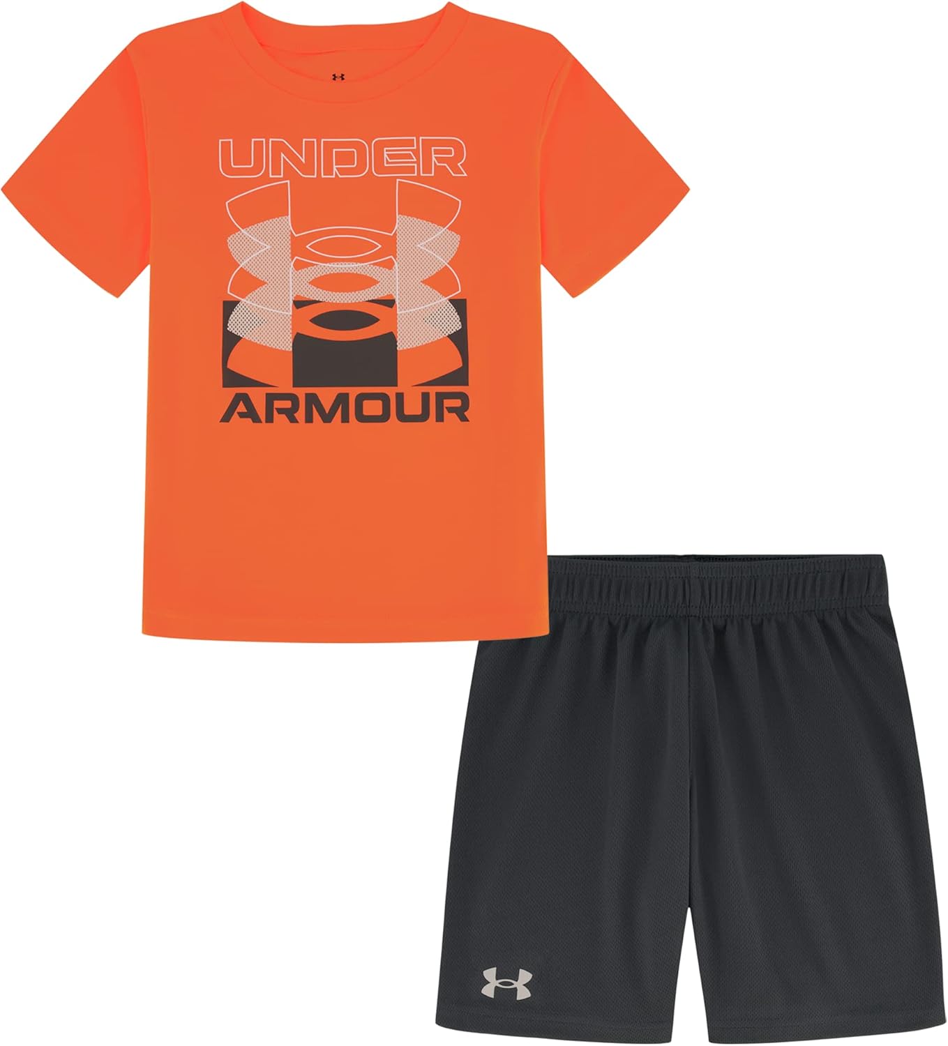 

Under Armour майка с короткими рукавами и шорты для мальчиков, легкие и дышащие, Orange Blast Infinite