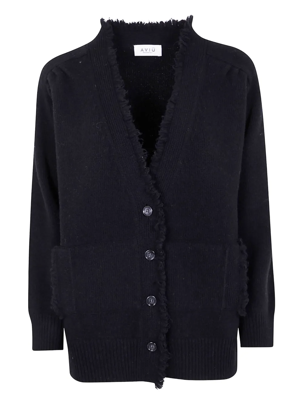 

Кардиган с V-образным вырезом и бахромой Aviù, черный