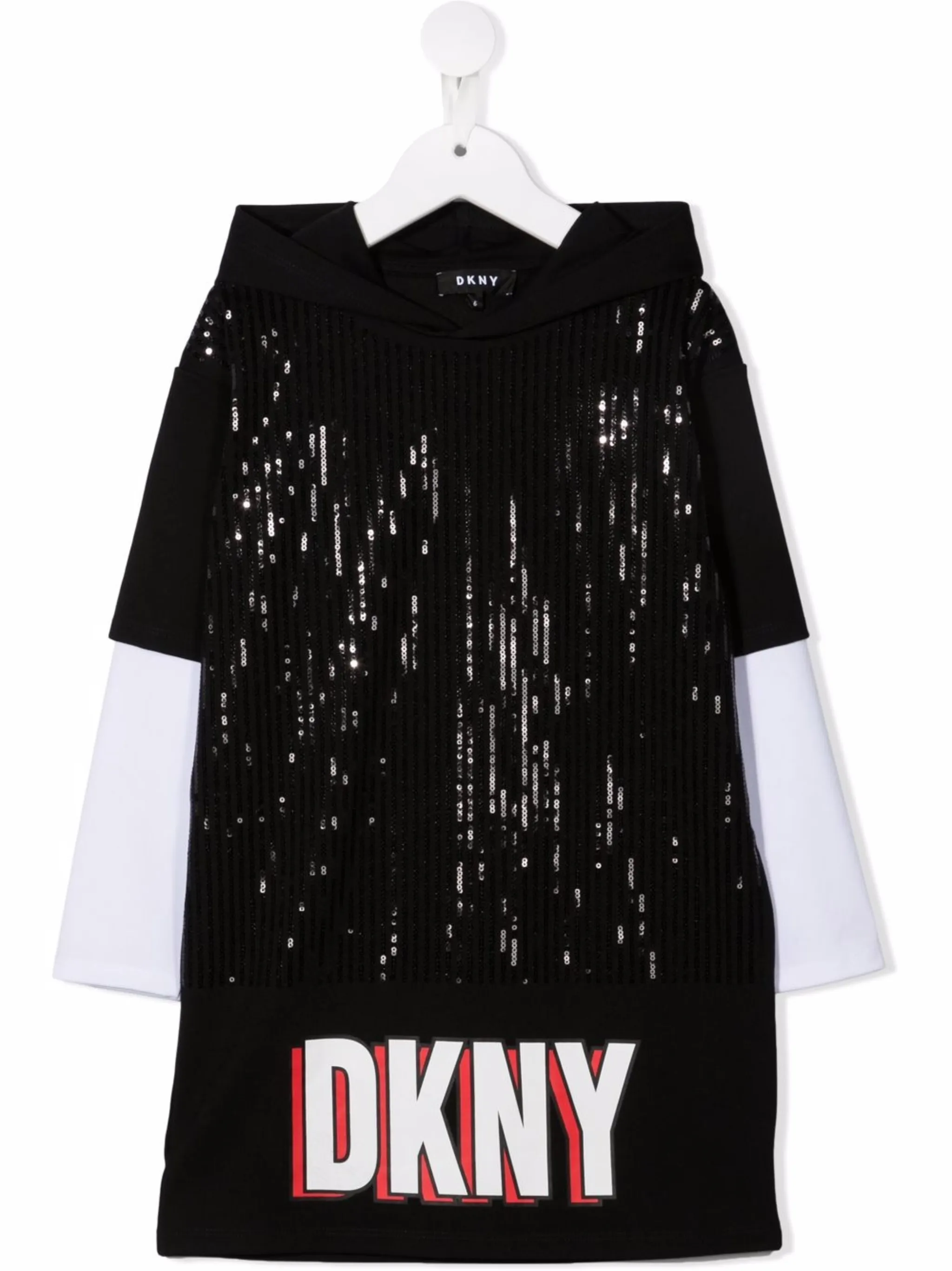 

Платье-джемпер с капюшоном и логотипом Dkny Kids, черный
