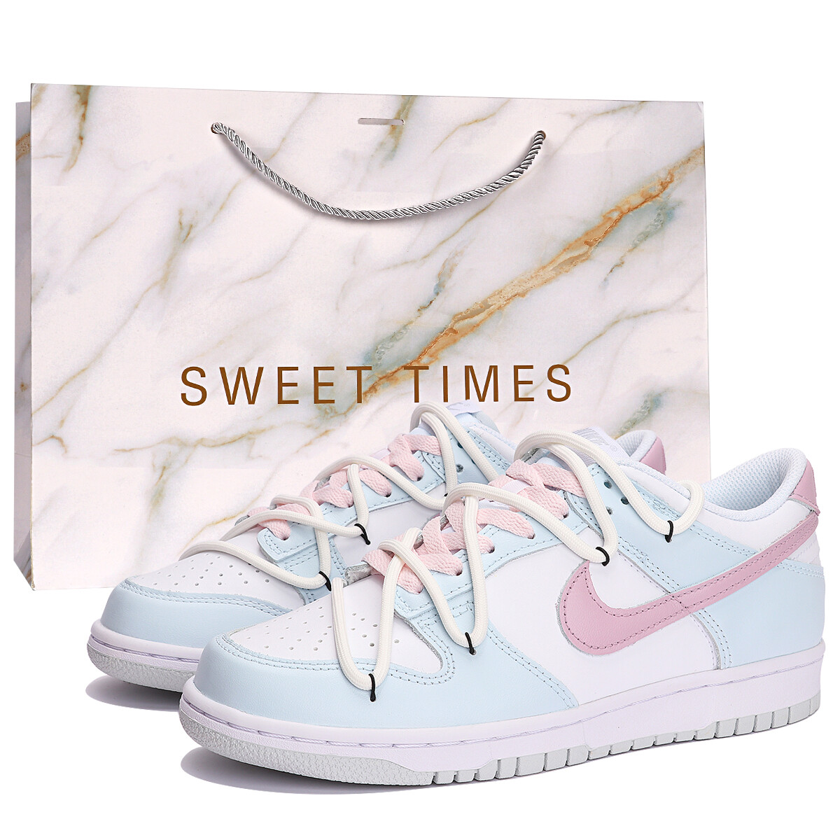 

Кроссовки Nike Dunk Skateboard Shoes Women's Low-Top Blue White, Синий, Кроссовки Nike Dunk Skateboard Shoes Women's Low-Top Blue White