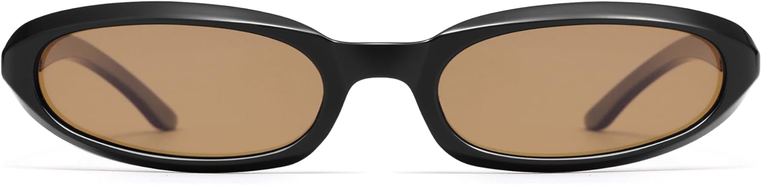 

Ретро-модные прямоугольные солнцезащитные очки «кошачий глаз» для женщин и мужчин, овальные поляризованные, необычные, узкие, стильные, для рейв-вечеринок AP3767 Appassal, C2 Black/Brown