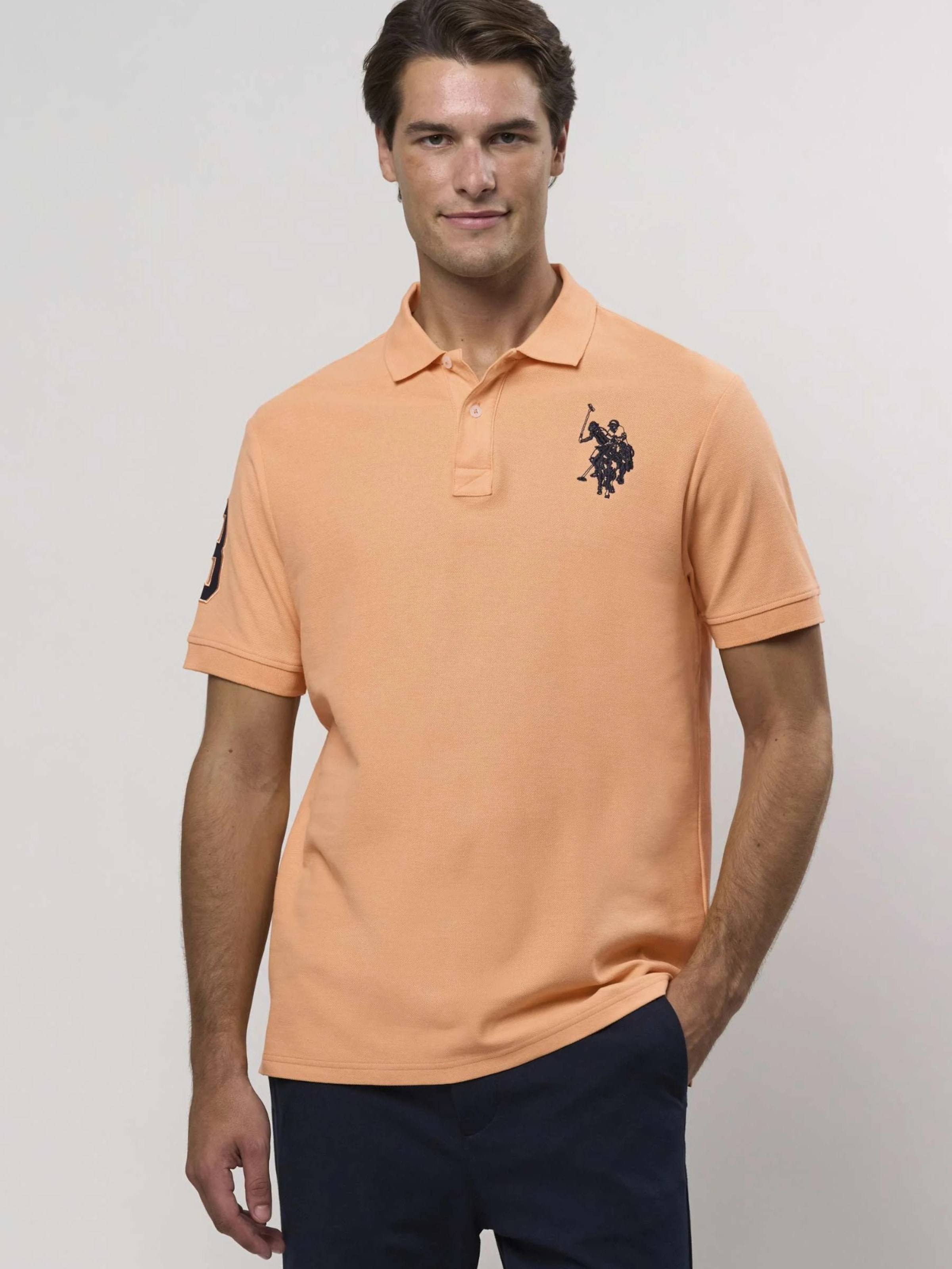 U.S. POLO ASSN. Рубашка на пуговицах 'UMALFREDO' оранжевого цвета Regular fit — фото 3