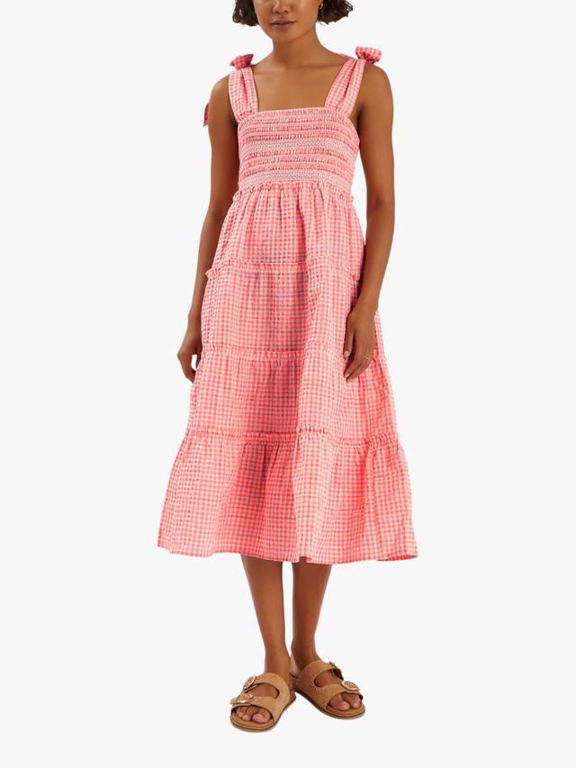 

Платье миди в клетку с присборенными рюшами Accessorize, Coral