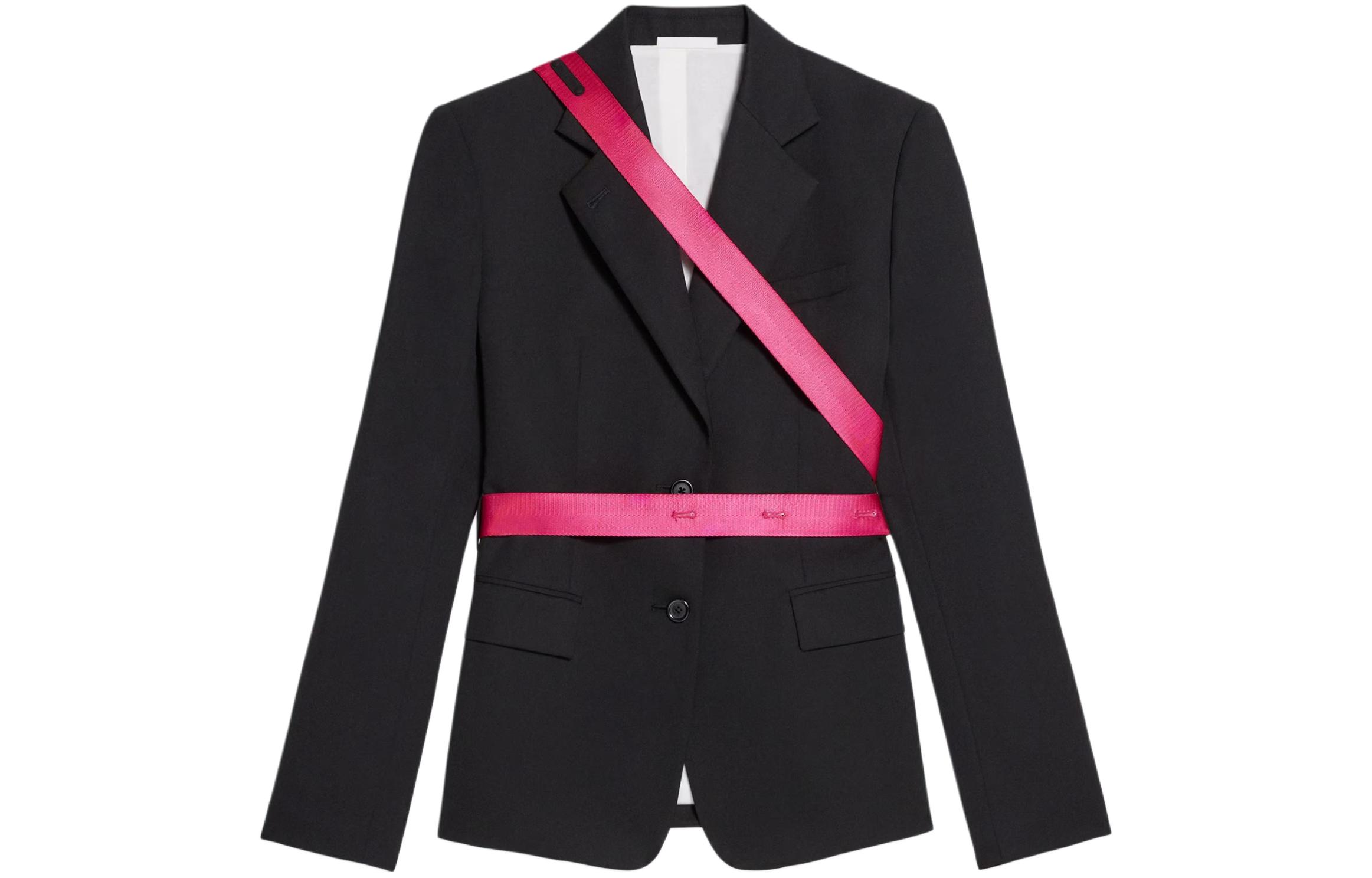 

Однобортный пиджак с ремнем безопасности Helmut Lang, черный/фуксия