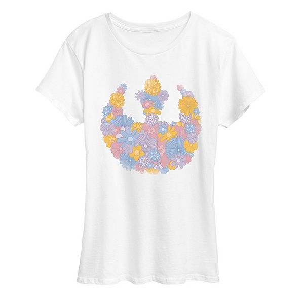 

Футболка женская Rebel с принтом весенних цветов Star Wars, White, Белый, Футболка женская Rebel с принтом весенних цветов Star Wars, White