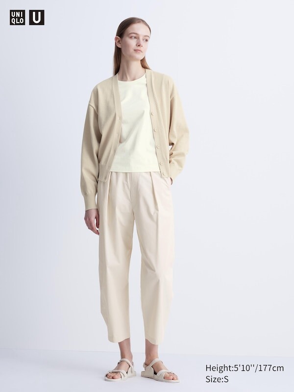 

Укороченные брюки с парашютом длинные Uniqlo, бежевый