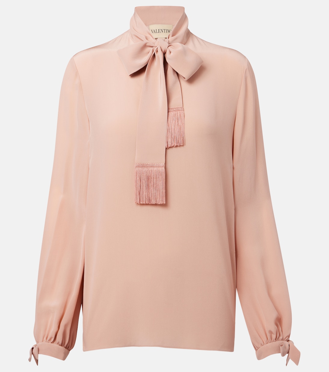 

Рубашка из шелкового крепа с бантом Valentino, Rose Mist