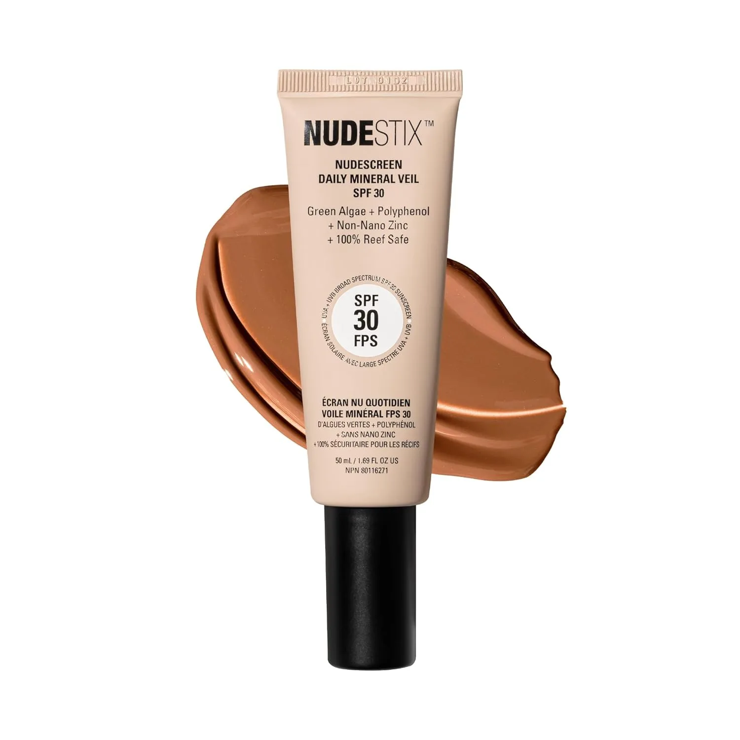 Nudestix Nudescreen Daily Mineral Veil SPF 30 - легкий тонирующий минеральный солнцезащитный крем с оксидом цинка для защиты от UVA/UVB-лучей и синего света., Warm
