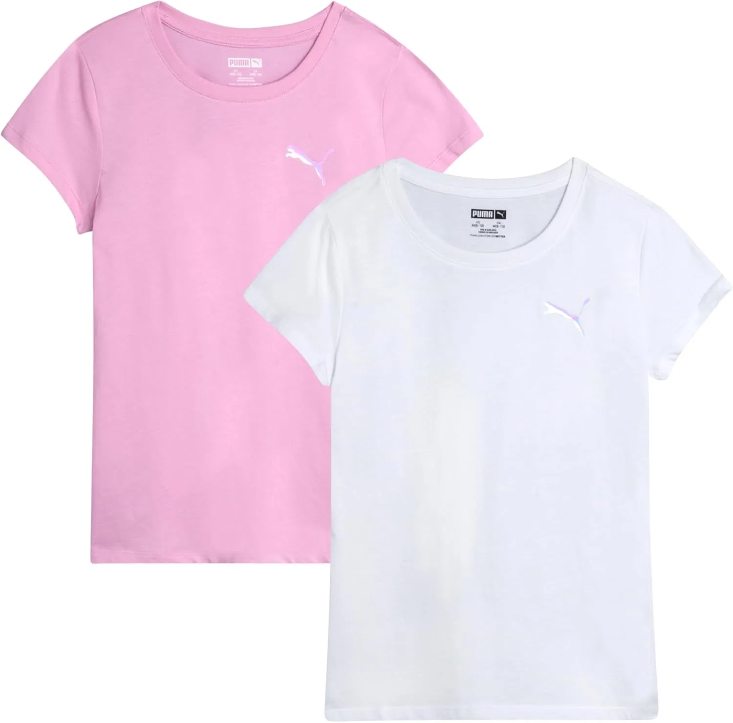 Футболки для девочек, 2 шт, PUMA, Pink/White