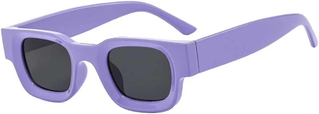 

Модные маленькие солнцезащитные очки в прямоугольной толстой оправе для путешествий, мужские и женские солнцезащитные очки с защитой от УФ-излучения UV400 VVTWSSW, Purple Gray