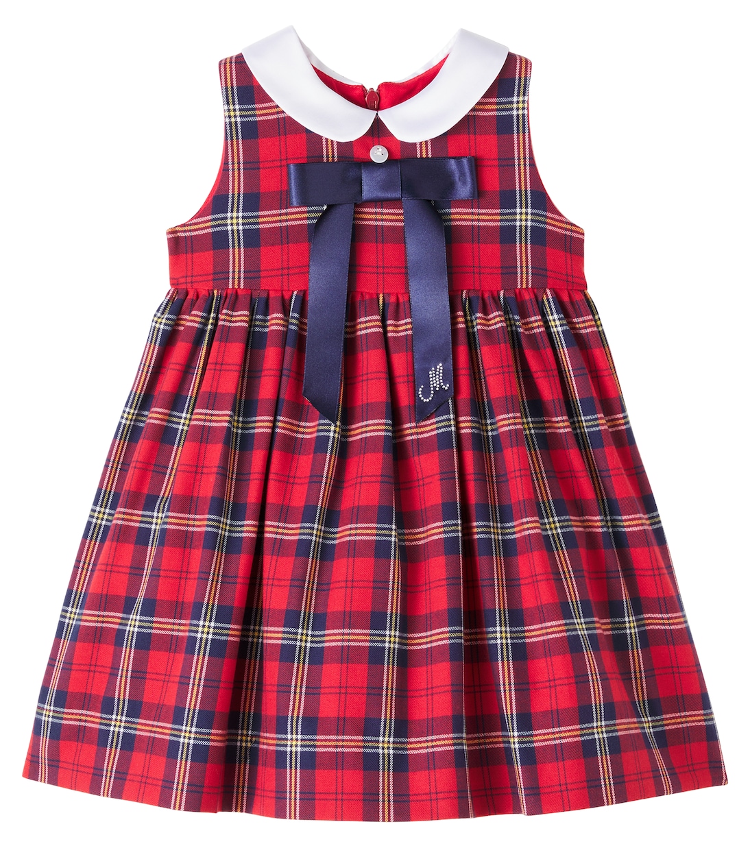 

Детское платье из хлопковой ткани в клетку Monnalisa, Rubino + Blue Navy