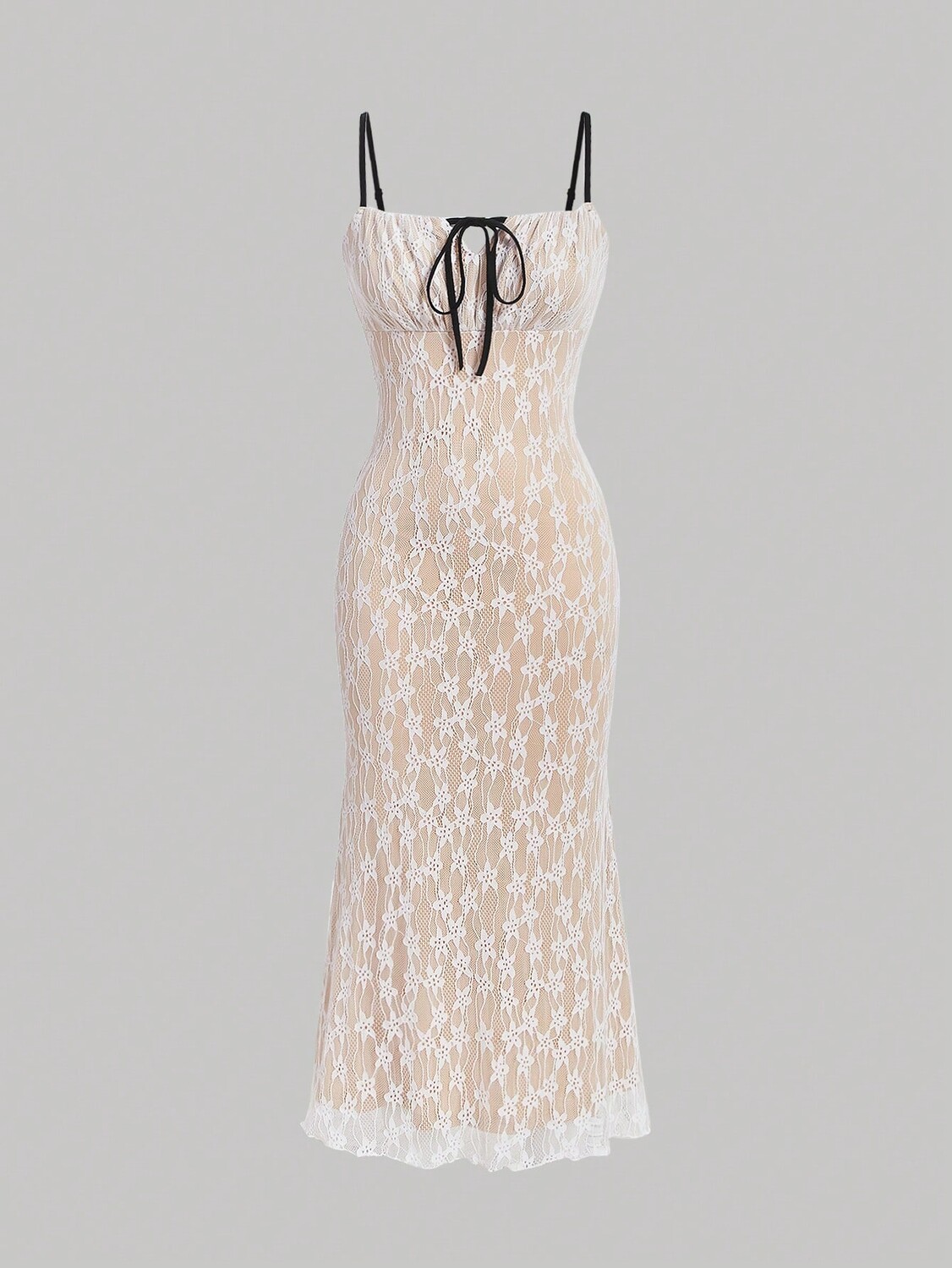 

SHEIN MOD кружевная кофточка, цветочный узор, бантик спереди, хаки