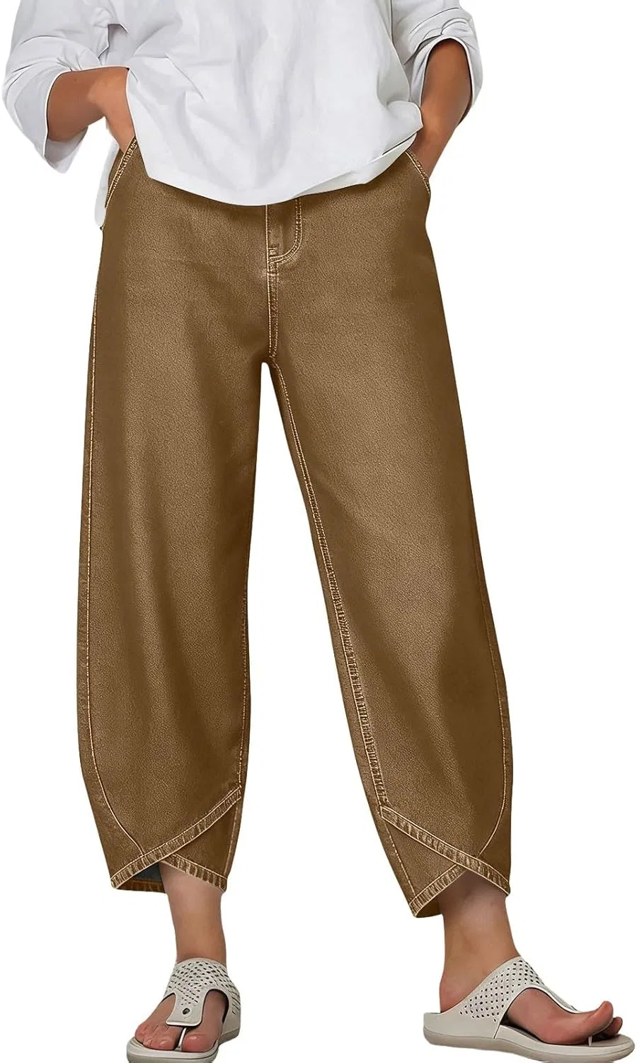Джинсы широкие женские, Casual, Brown
