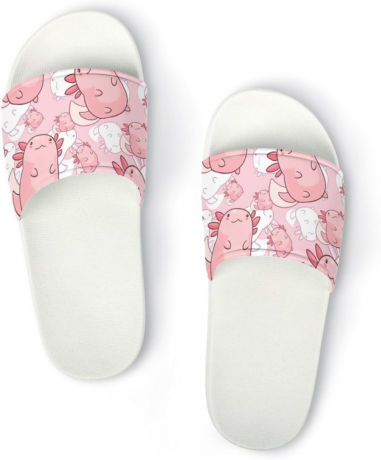 

Тапочки для душа с принтом мультяшных уток Jeireumteor, мягкие, нескользящие, для использования в ванной, слайды-сандалии для женщин и мужчин, Axolotls Print