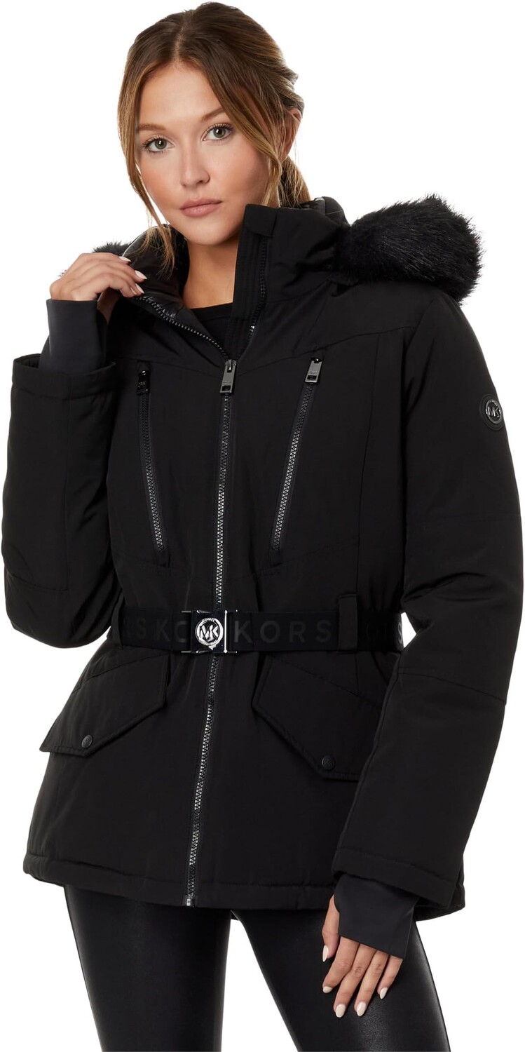 

Активное пальто с поясом A422905C67 MICHAEL Michael Kors, черный