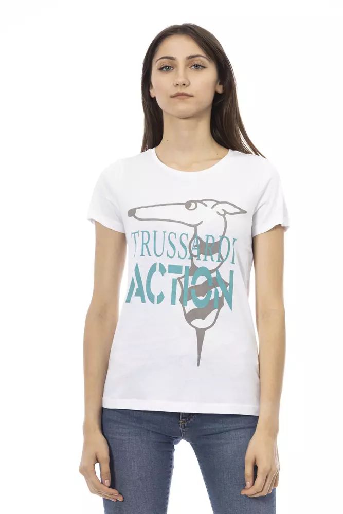 

Футболка Trussardi Action Chic Printed Tee: базовый женский летний гардероб, белый