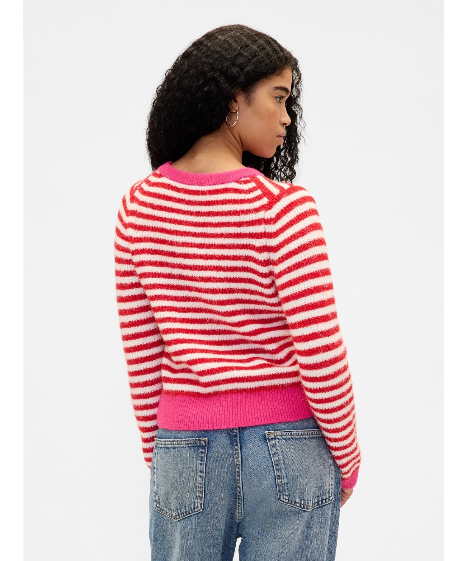 (W) Свитер с круглым вырезом CashSoft Cashmere Touch GAP, RED_WHITE_STRIPE — фото 2