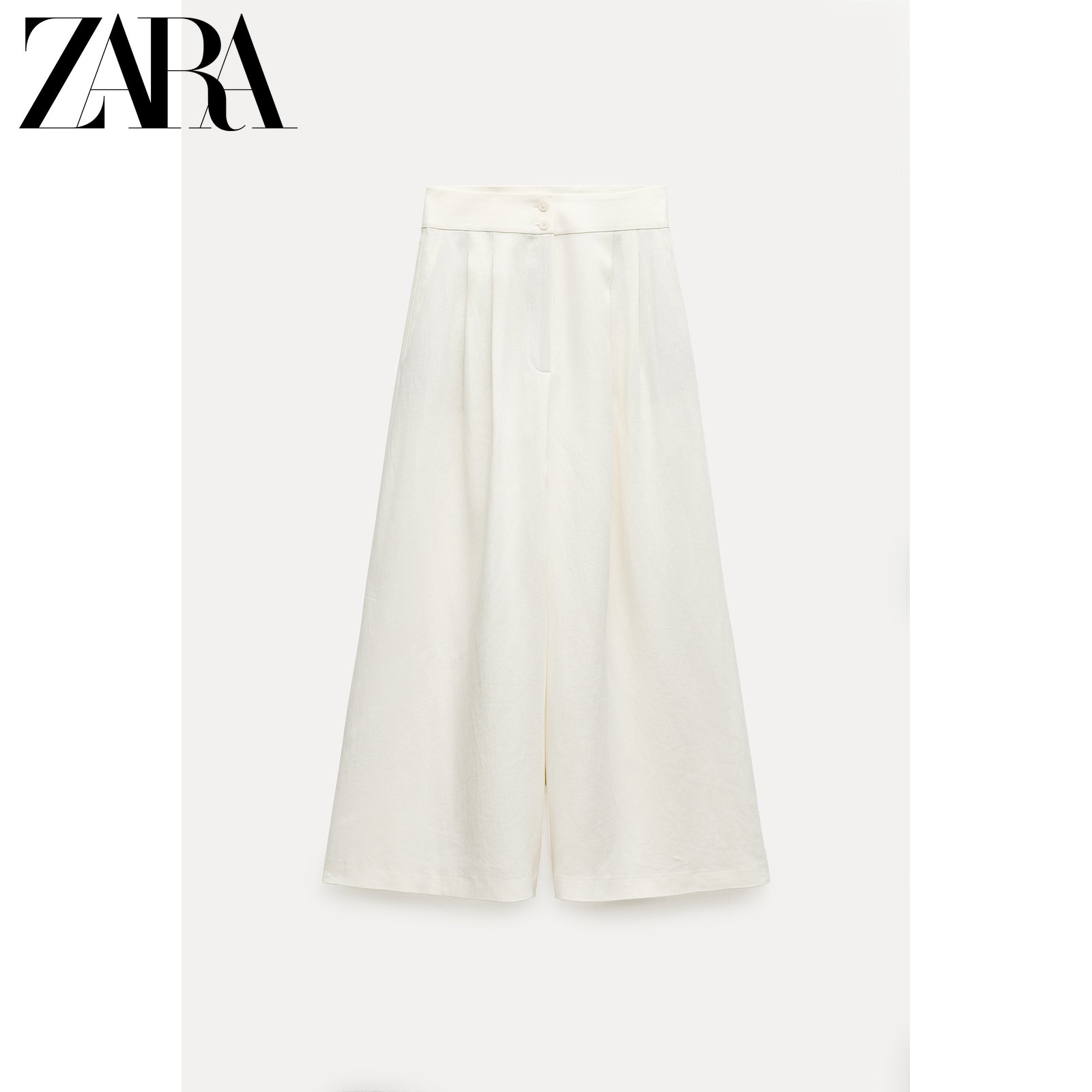 

Брюки льняные женские Zara со складками, белый