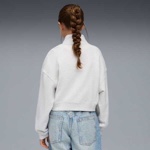 Толстовка с круглым вырезом для больших детей Puma Wardrobe Essentials, белый — фото 2