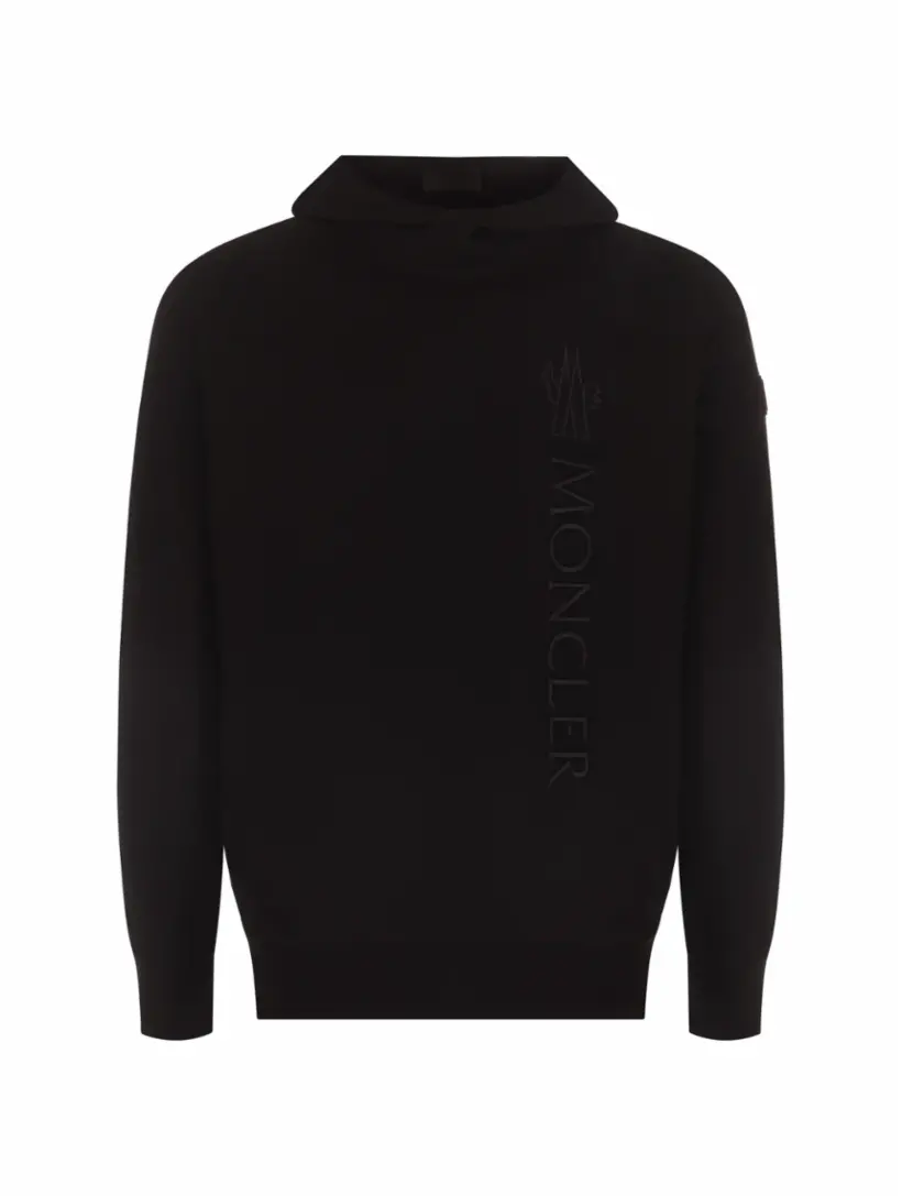 

Хлопковое худи с логотипом Moncler, черный
