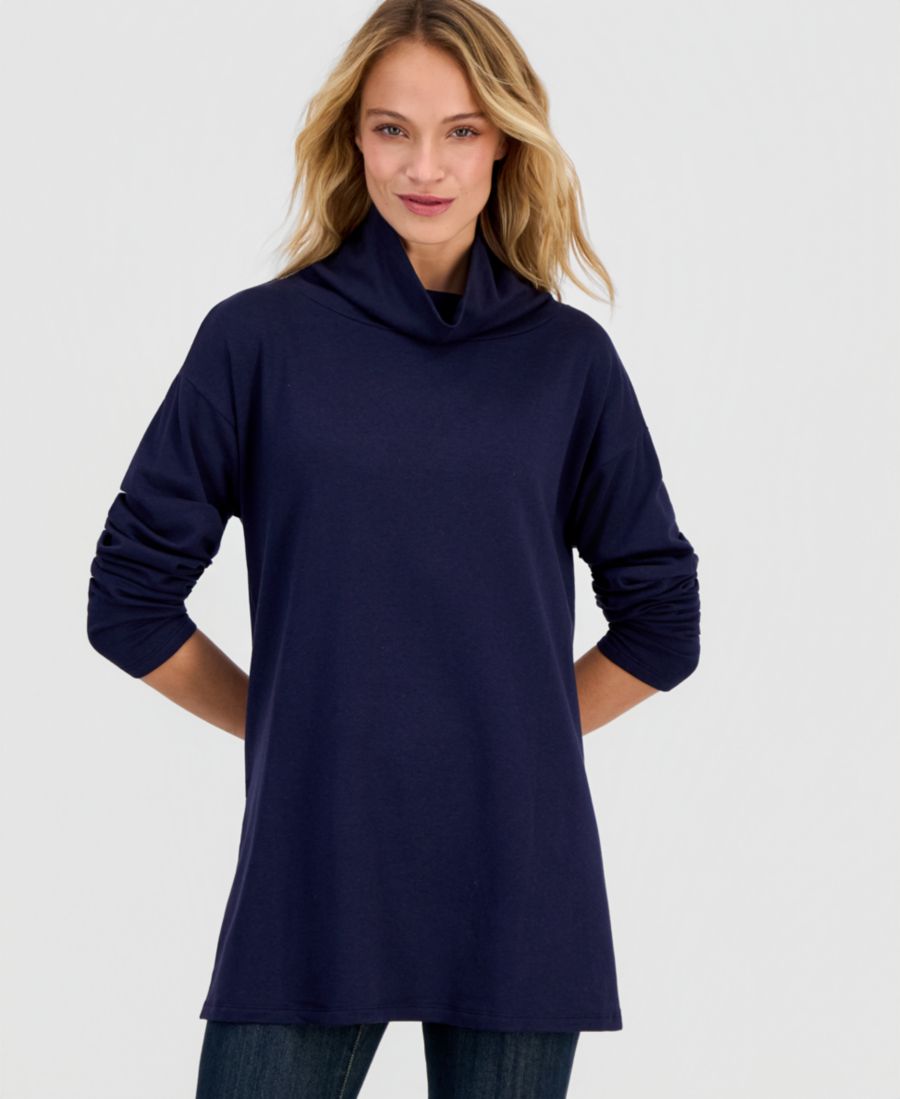 

Женская свободная туника с драпированным воротником-стойкой Eileen Fisher, Ink