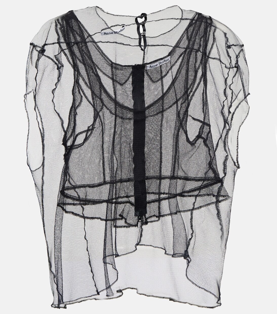 

Топ из сетки с оборками Acne Studios, черный