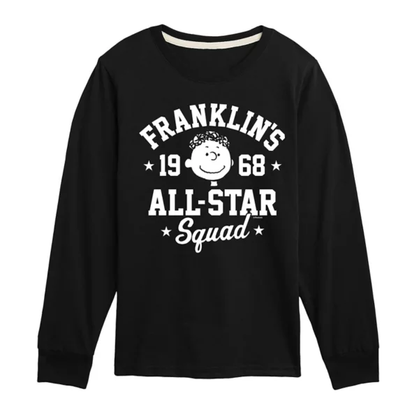 

Футболка с длинным рукавом для мальчиков 8-20 Peanuts Franklin's All-Star Squad Licensed Character, черный