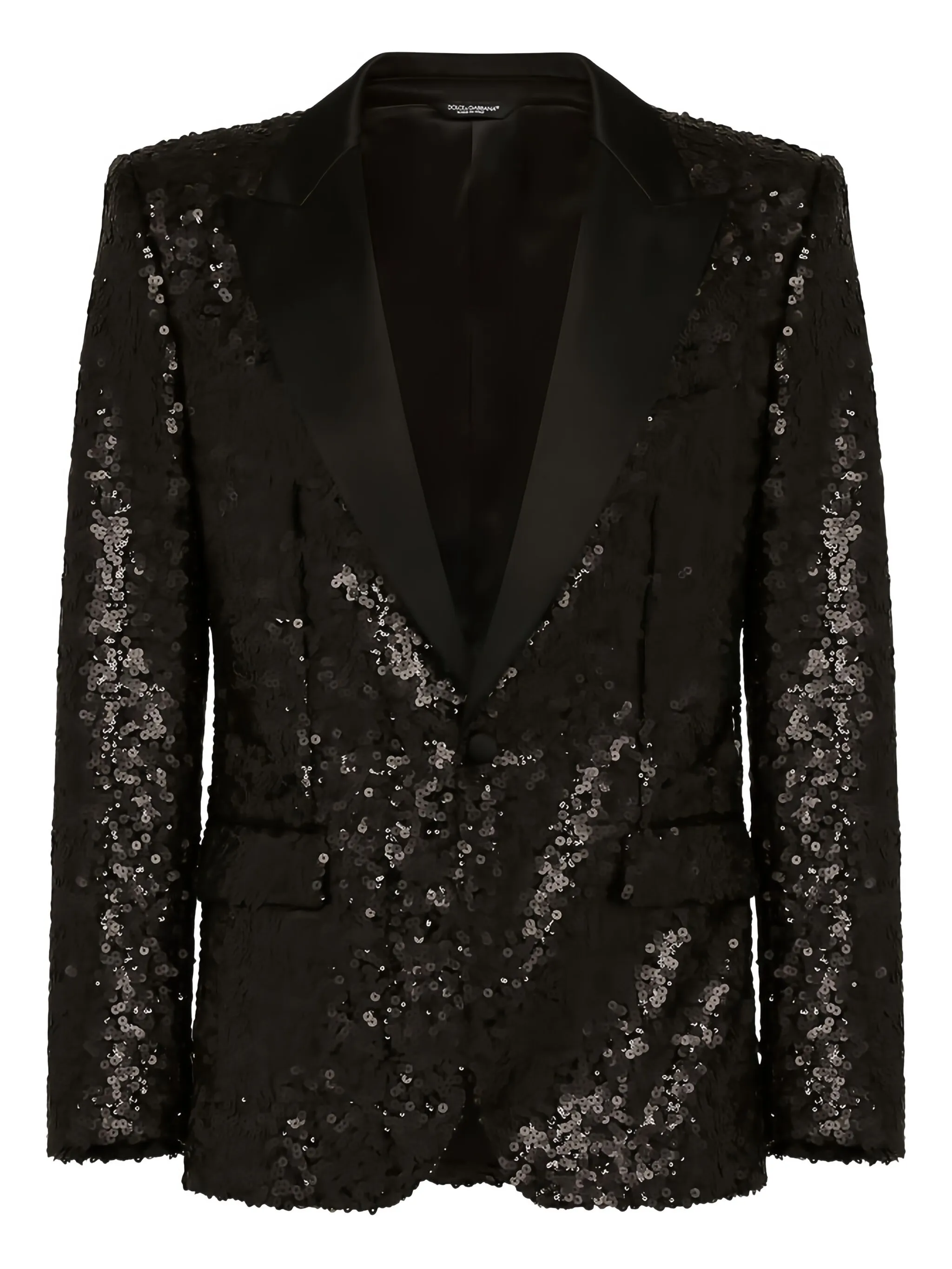 

Костюм с лацканами-шалькой и пайетками Dolce & Gabbana, черный