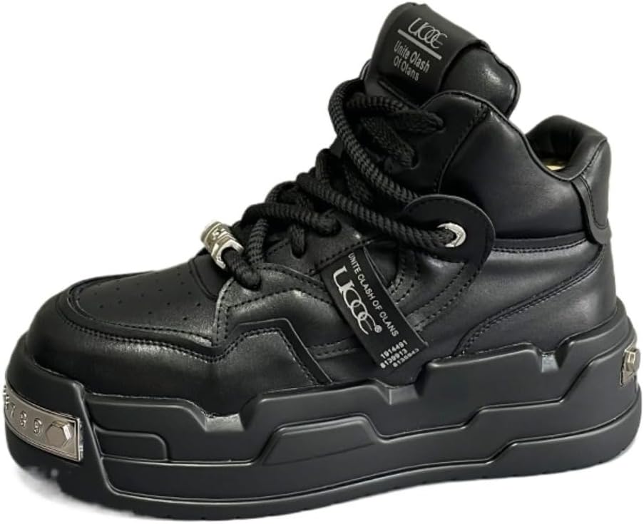 

Мужские кроссовки Y2K с отделкой из массивной полиуретановой кожи, с высоким подъемом 5 см и металлической подошвой Ctkvbmeoi, черный