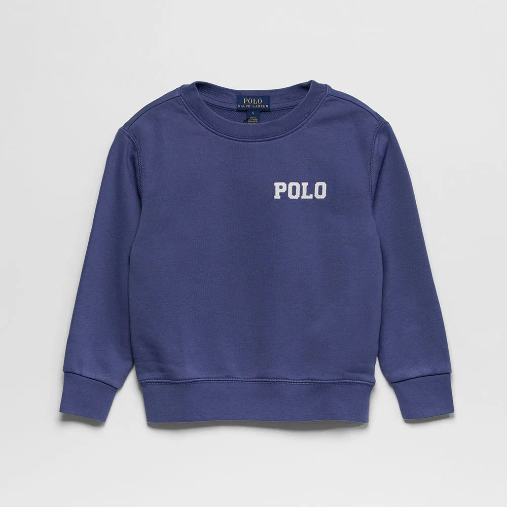 Детский синий свитшот из французского терри с аппликацией логотипа от Polo Ralph Lauren Children