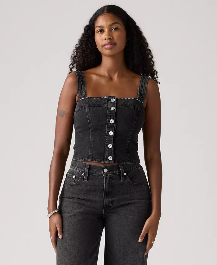 

Женская хлопковая джинсовая майка Drea со стразами Levi's, черный